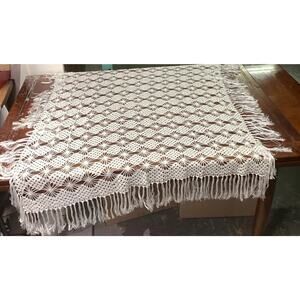 Vintage Crochet Bedspread Or Tablecloth - 42x40”